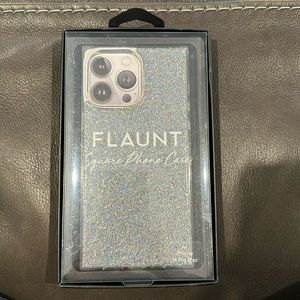 Silver Glitter Flaunt Square iPhone 14 Pro Max Case